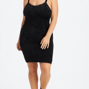 Fabletics New Black Furry Mini Dress L